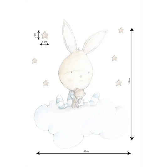 Vinilo de Tela Infantil - Conejo Sueños - BLUE DREAMS