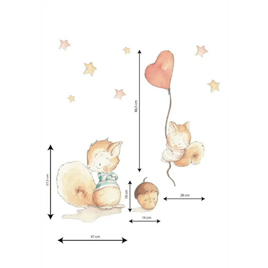 Vinilo Decorativo Infantil Ardillas SQUIRRELS FRIENDS