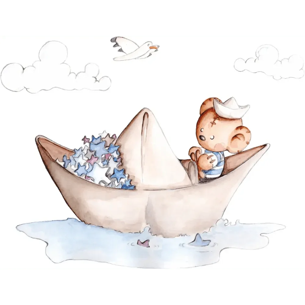 Vinilo Decorativo Infantil BARQUITO DE PAPEL - SUEÑOS DE CIGUEÑA