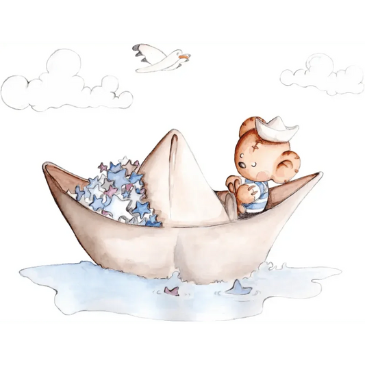 Vinilo Decorativo Infantil BARQUITO DE PAPEL - SUEÑOS DE CIGUEÑA