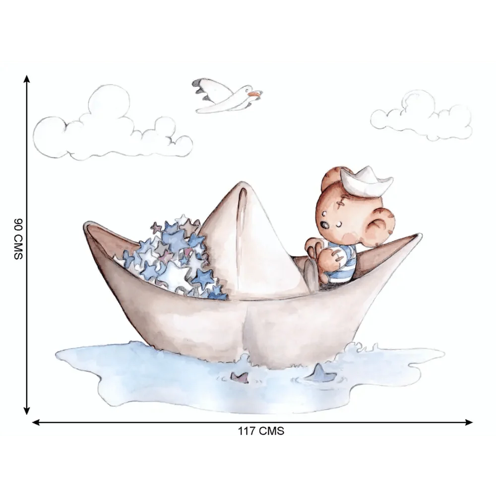 Vinilo Decorativo Infantil BARQUITO DE PAPEL - SUEÑOS DE CIGUEÑA