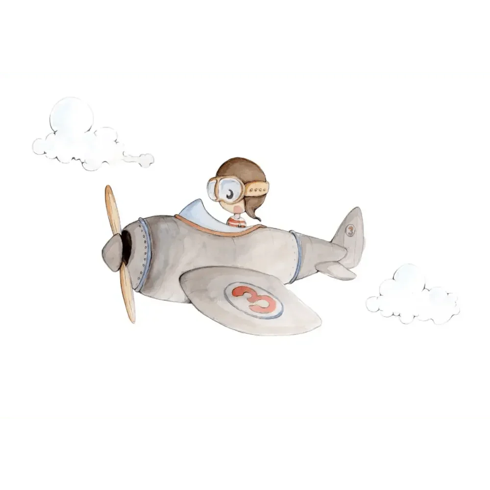 Vinilo Decorativo Infantil CUCO AVIADOR - SUEÑOS DE CIGUEÑA