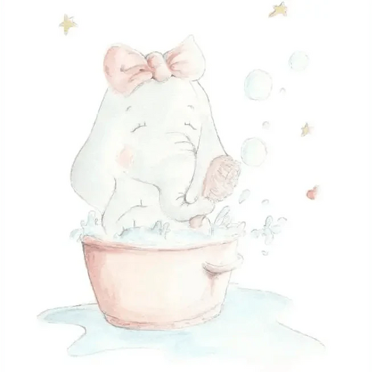 Vinilo Decorativo Infantil ELEFANTA AL BAÑO - SUEÑOS DE CIGUEÑA