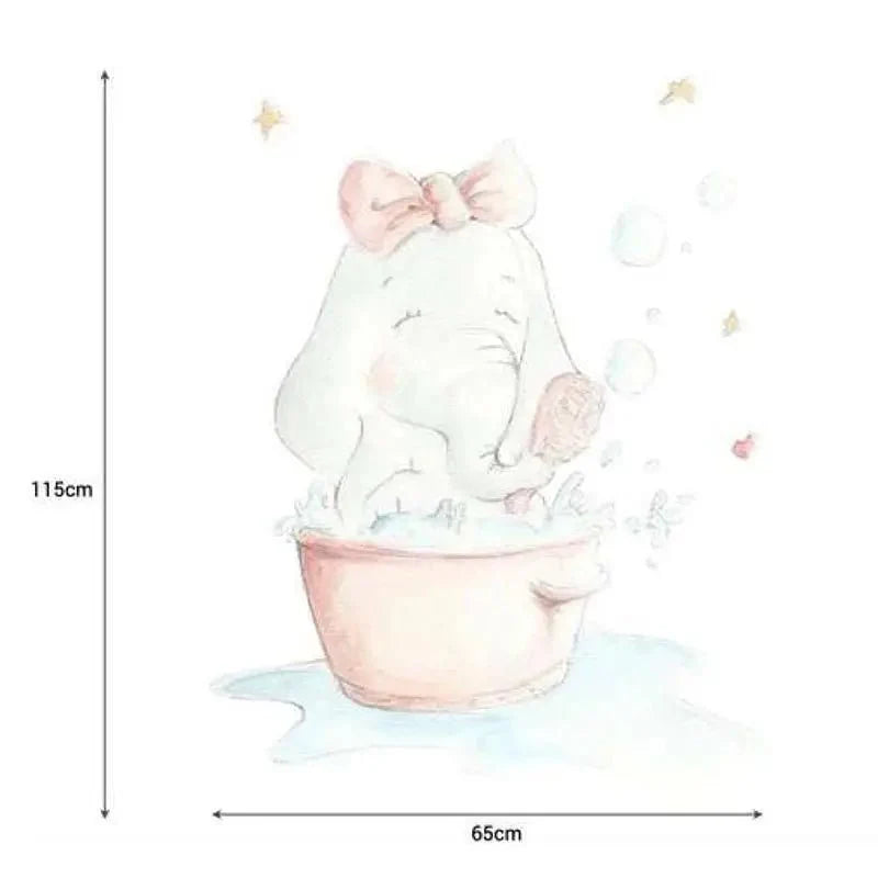 Vinilo Decorativo Infantil ELEFANTA AL BAÑO - SUEÑOS DE CIGUEÑA