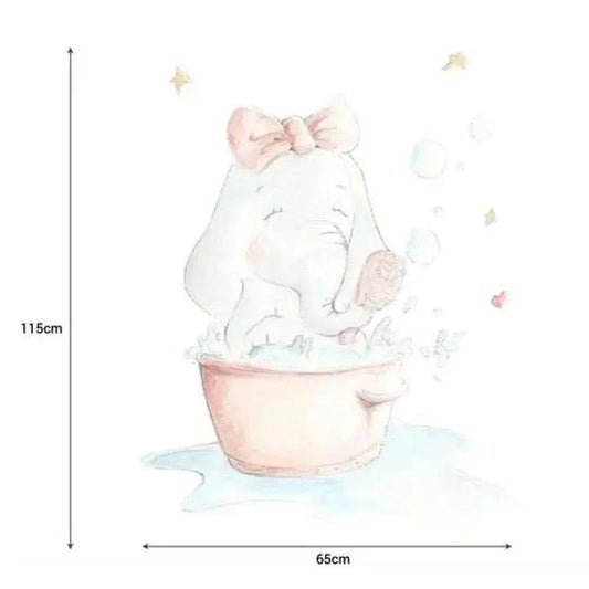 Vinilo Decorativo Infantil ELEFANTA AL BAÑO - SUEÑOS DE CIGUEÑA