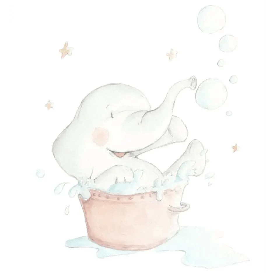Vinilo Decorativo Infantil ELEFANTE AL BAÑO - SUEÑOS DE CIGUEÑA