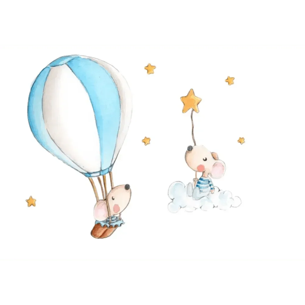 Vinilo Decorativo Infantil EN GLOBO A LAS ESTRELLAS - SUEÑOS DE CIGUEÑA