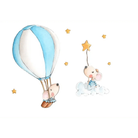 Vinilo Decorativo Infantil EN GLOBO A LAS ESTRELLAS - SUEÑOS DE CIGUEÑA