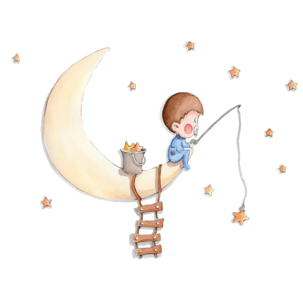 Vinilo Decorativo Infantil PESCANDO EN LA LUNA