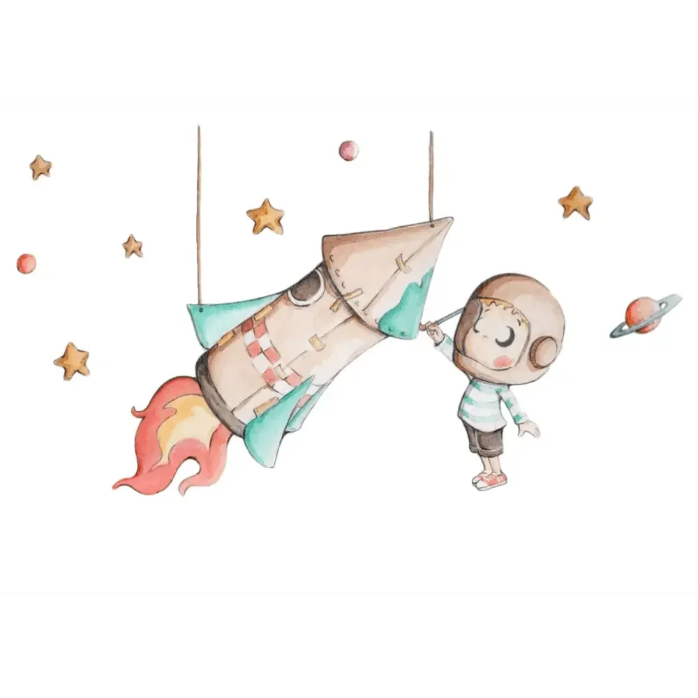 Vinilo Infantil COHETE DE PAPEL - SUEÑOS DE CIGUEÑA