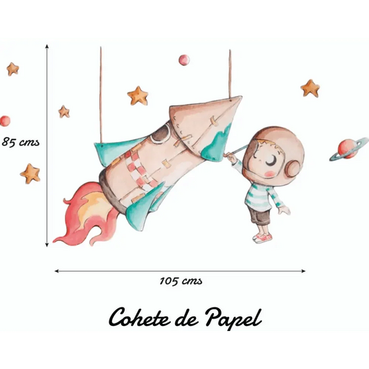 Vinilo Infantil COHETE DE PAPEL - SUEÑOS DE CIGUEÑA