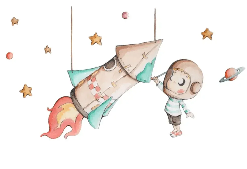 Vinilo Infantil COHETE DE PAPEL - SUEÑOS DE CIGUEÑA