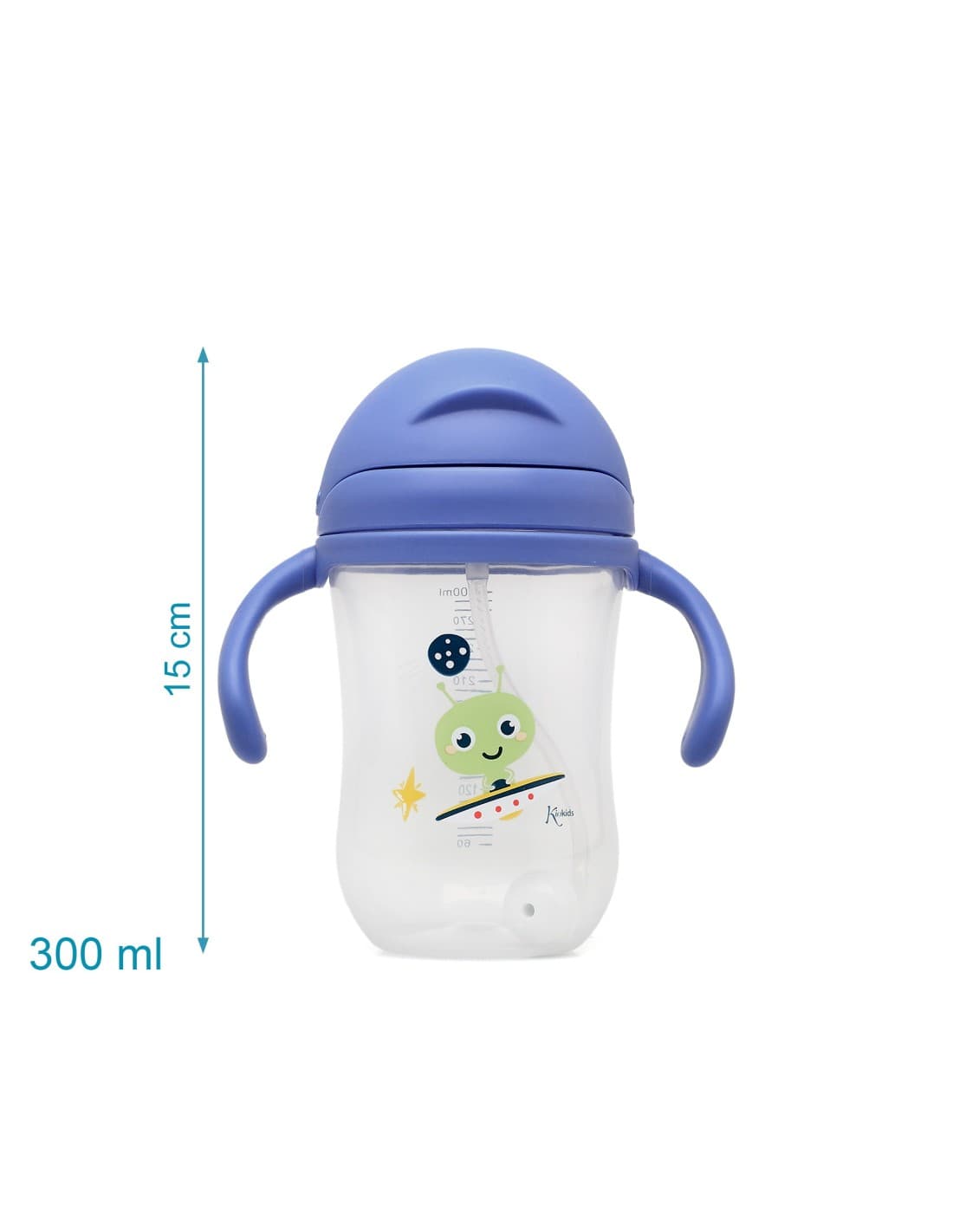 Taza de Aprendizaje KioKids 300 ml azul 521105401 Anticólicos, con pajita y asas desmontables