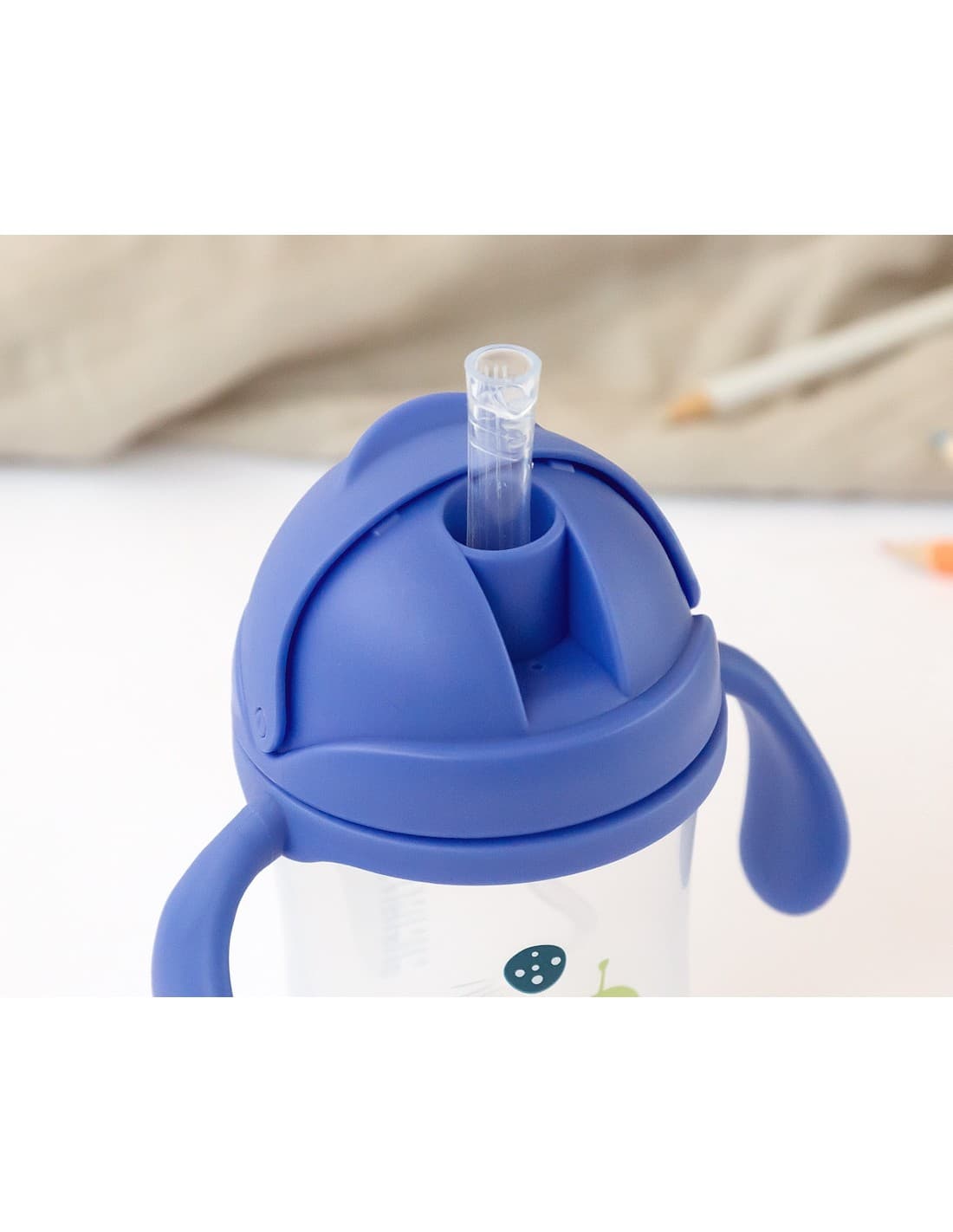 Taza de Aprendizaje KioKids 300 ml azul 521105401 Anticólicos, con pajita y asas desmontables