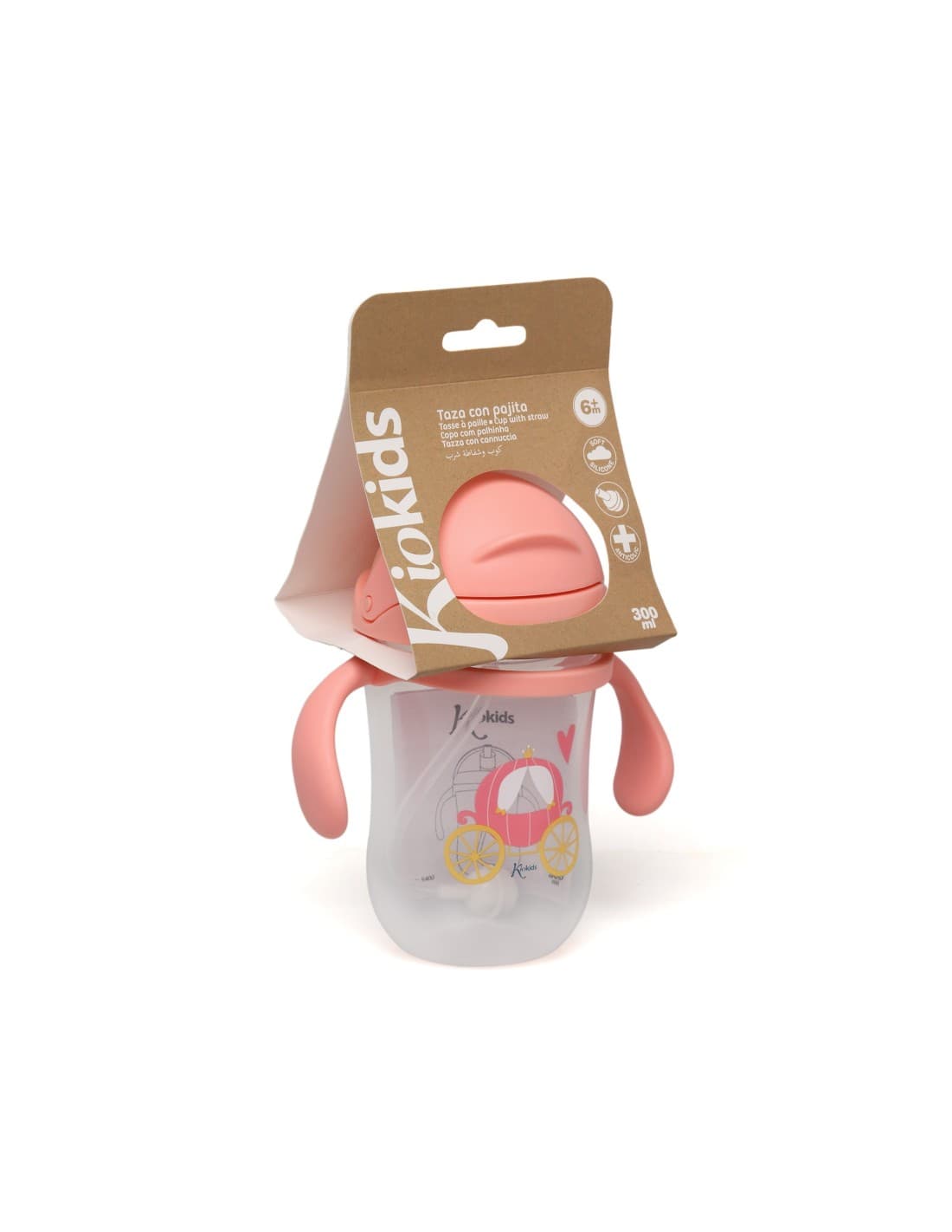 Taza de Aprendizaje KioKids 300 ml rosa 521105400 Anticólicos, con pajita y asas desmontables (Copia)