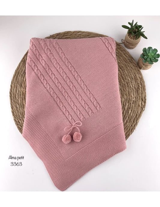 Xaile de lã para bebé com pompons (modelo 3363) Alma Petit Makeup