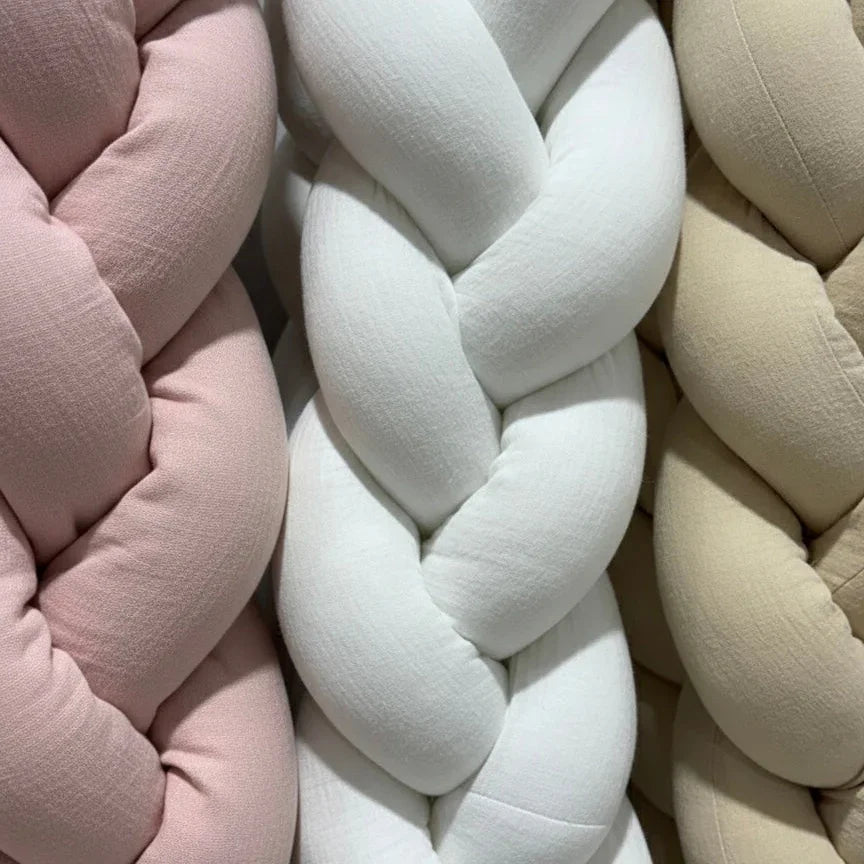 Trenza Protectora de Cuna y Cama en Algodón Muselina Blanco | Chichonera Artesanal