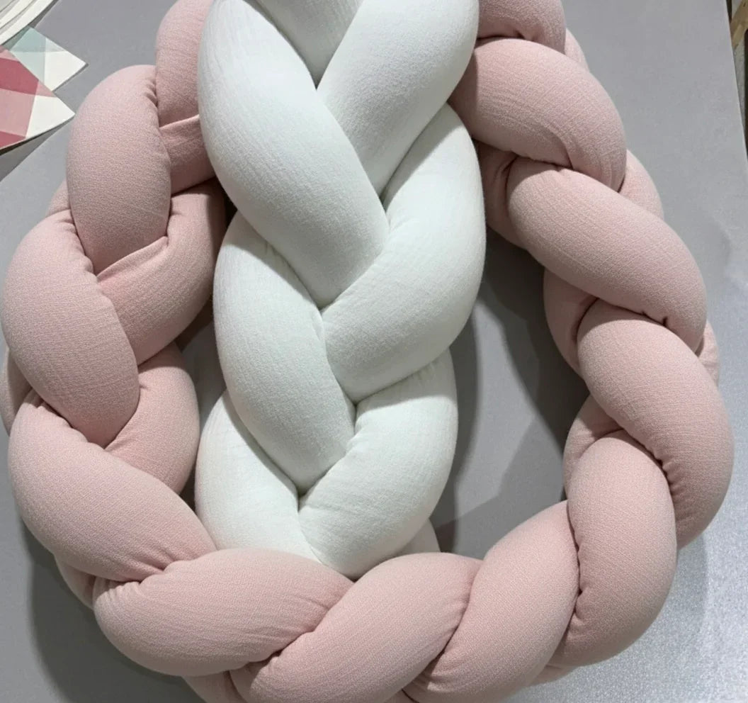 Trenza Protectora de Cuna y Cama en Algodón Muselina Blanco | Chichonera Artesanal