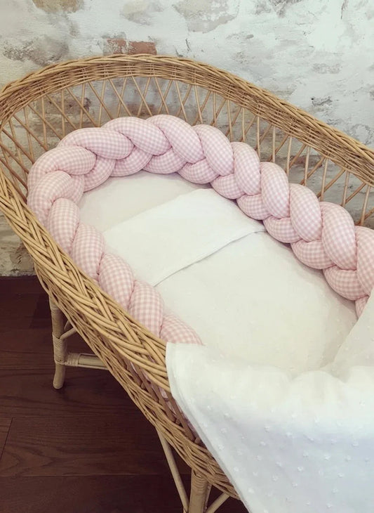 Trenza Protectora de Cuna y Cama Artesanal - Vichy Rosa
