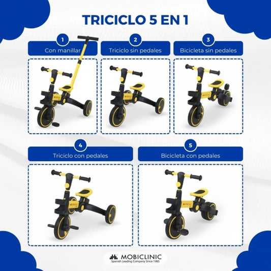 Triciclo amarillo evolutivo 5 en 1 Chase Mobiclinic – Crece con tu hijo MM-00210/09-RS