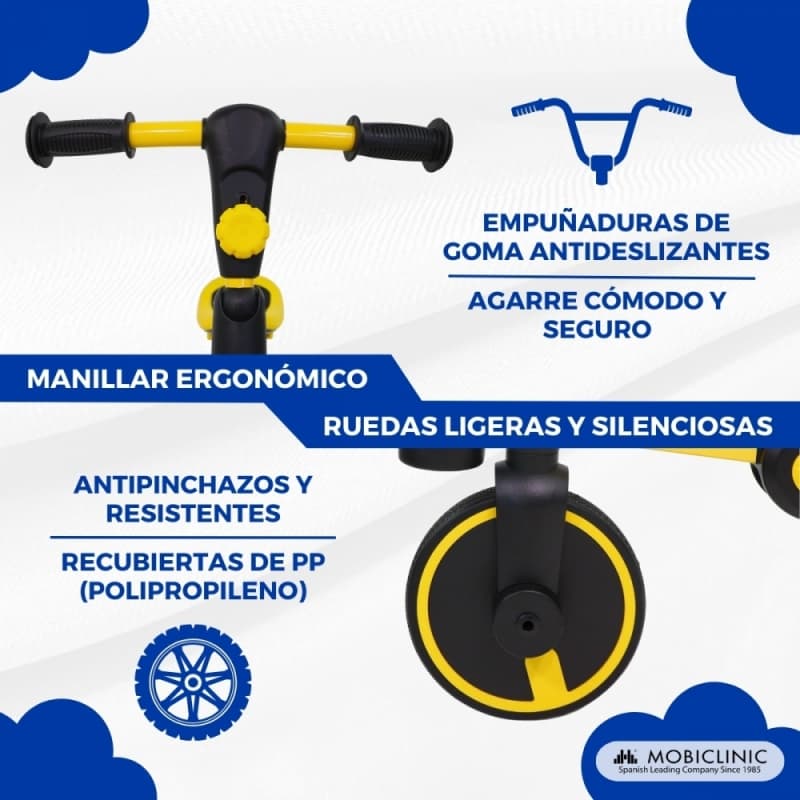 Triciclo amarillo evolutivo 5 en 1 Chase Mobiclinic – Crece con tu hijo MM-00210/09-RS