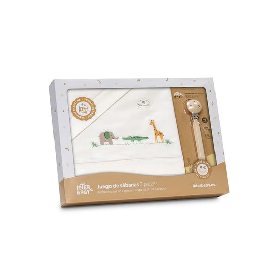 Tríptico de cuna bebé bordado sabana INTERBABY 621003346 – Juego de sábanas elegante y suave