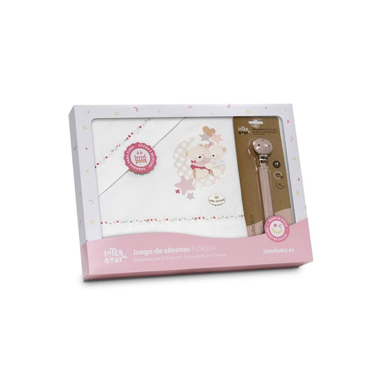 Tríptico cuna bebé con broche AMOROSO – INTERBABY 621003349 Juego de sábanas delicado para recién nacido