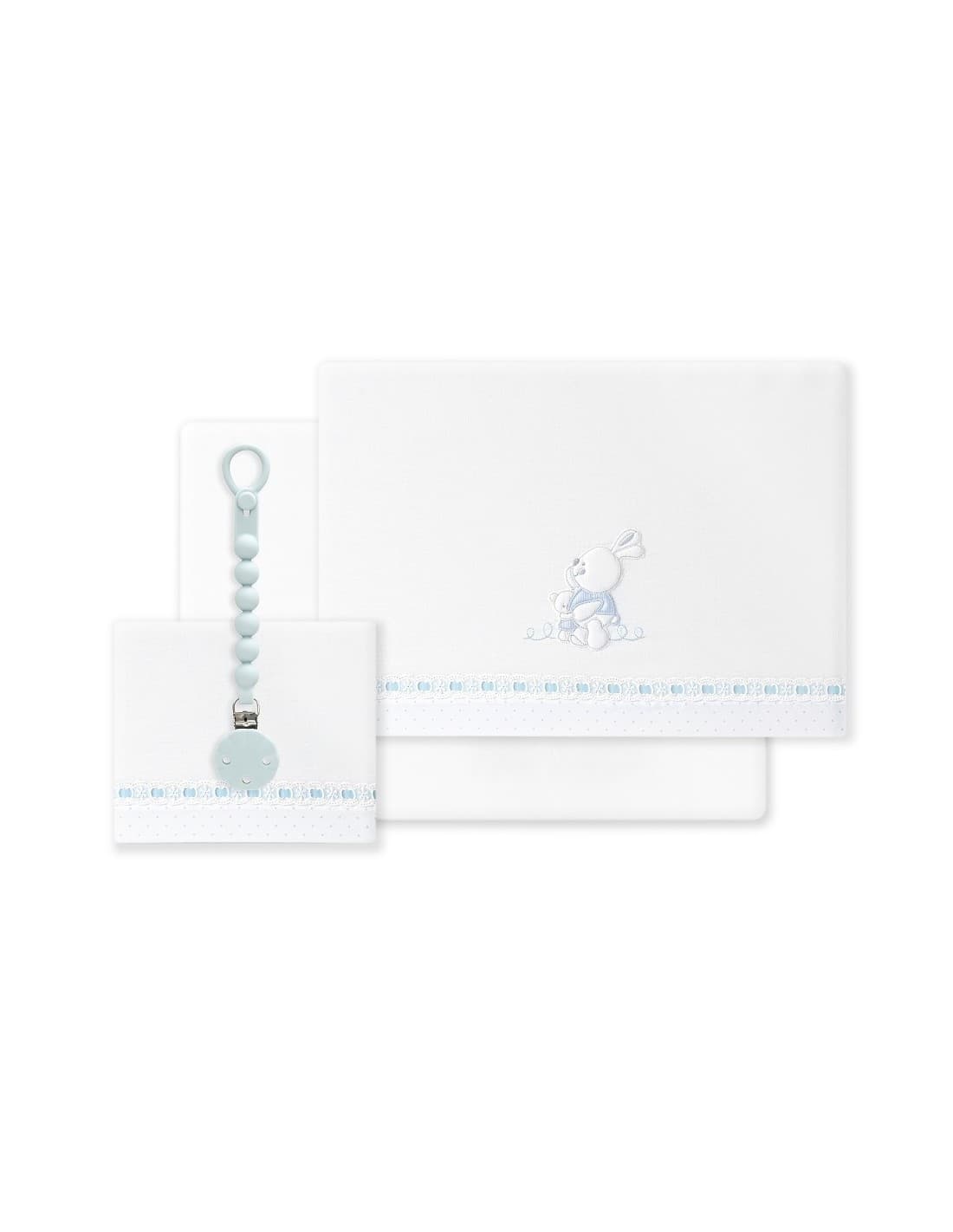 Tríptico de cuna bebé con conejito y pasacinta INTERBABY 621003341– Juego completo listo para regalar