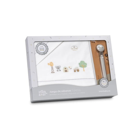 Tríptico de cuna bebé granja y koala bordado INTERBABY 621003345 – Diseño suave y acabado cuidado