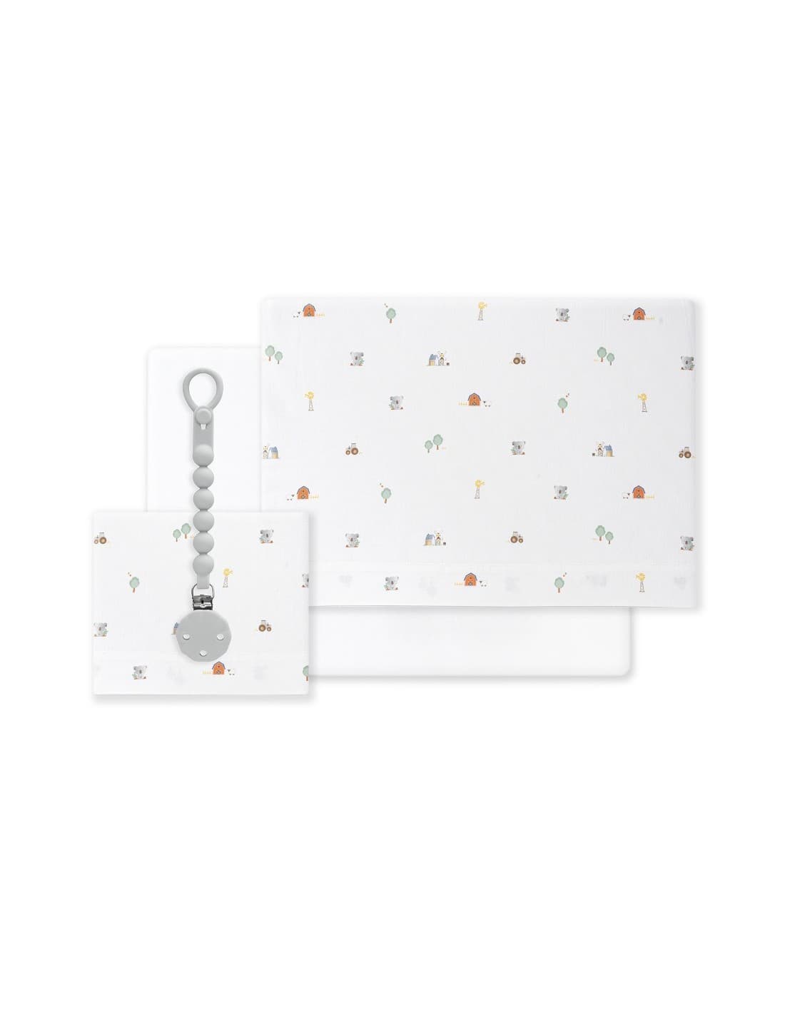 Tríptico de cuna bebé con diseño granja y koala INTERBABY 621003348 – Juego de sábanas suave y divertido