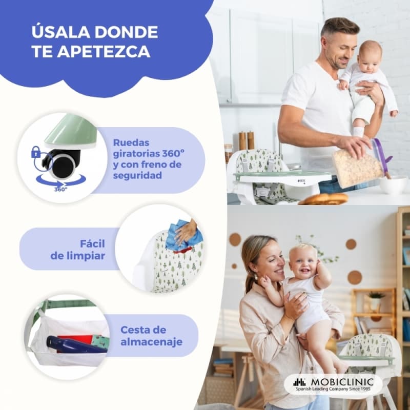 Trona bebé evolutiva 2 en 1 FOREST VERDE MOBICLINIC