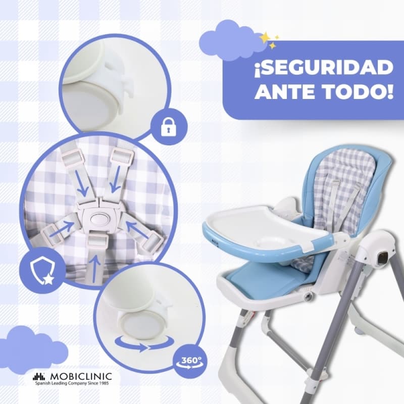 Trona bebé balancín MOBICLINIC azul Nala