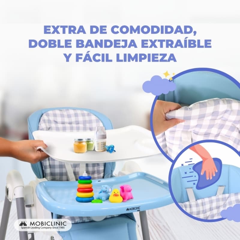 Trona bebé balancín MOBICLINIC azul Nala