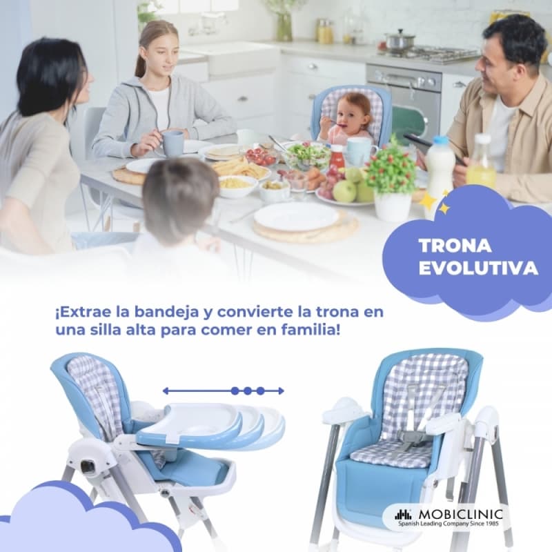 Trona bebé balancín MOBICLINIC azul Nala