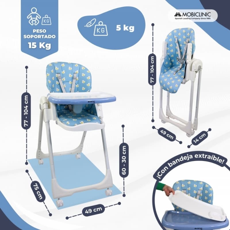 Trona bebé evolutiva con ruedas Mobiclinic Simba Pato