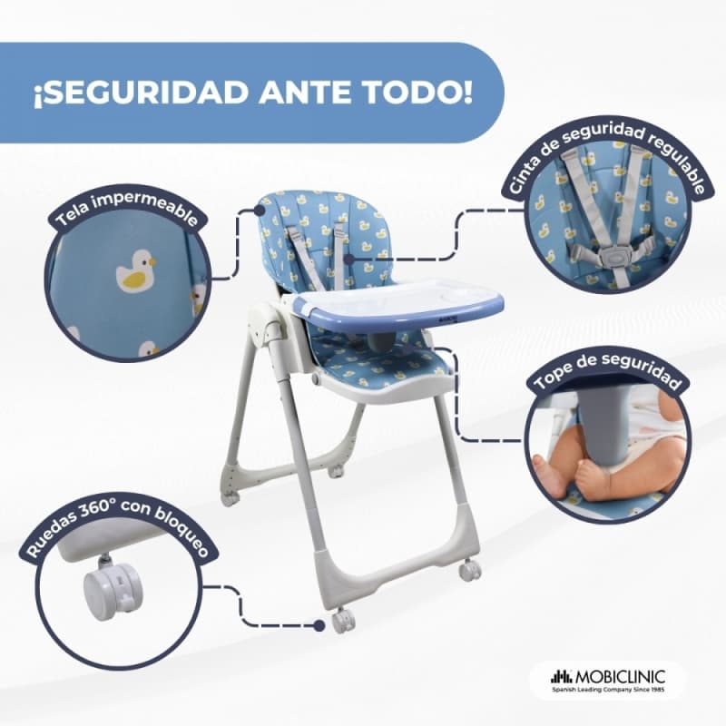 Trona bebé evolutiva con ruedas Mobiclinic Simba Pato