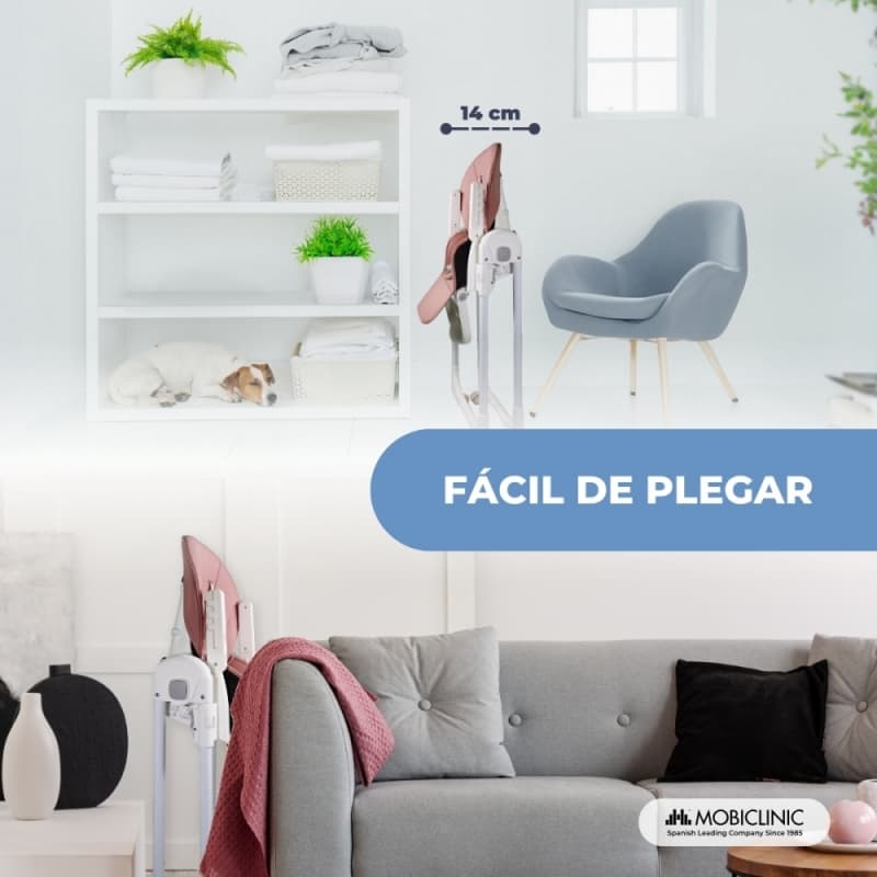 Trona bebé evolutiva con ruedas Mobiclinic Simba Rosa