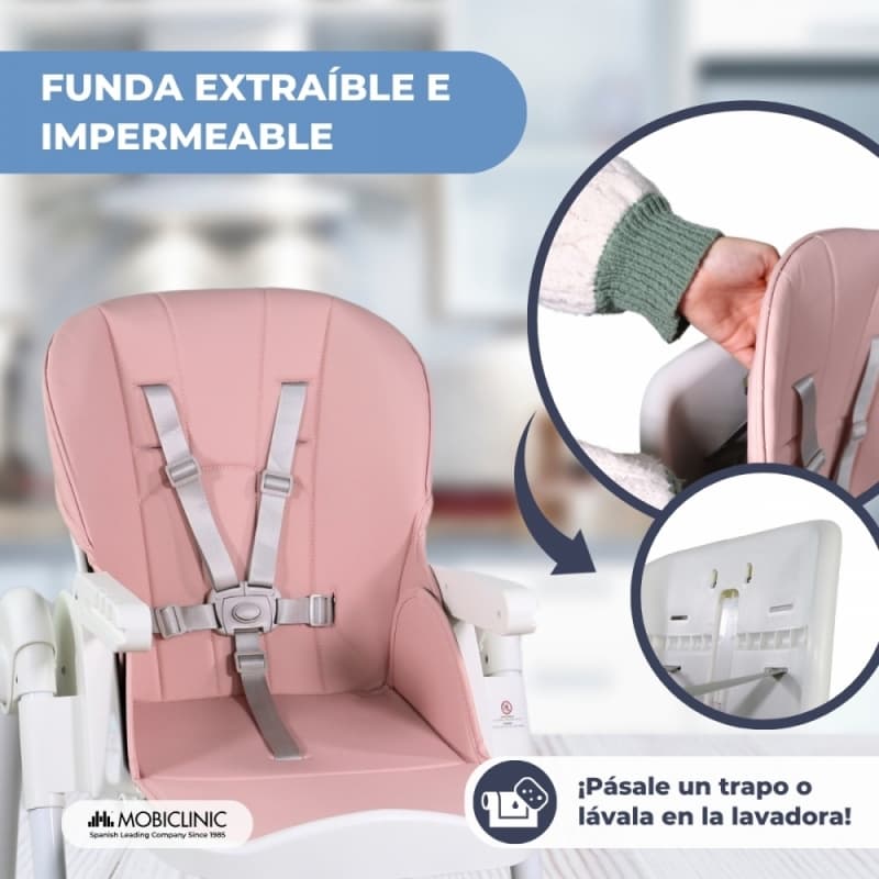 Trona bebé evolutiva con ruedas Mobiclinic Simba Rosa