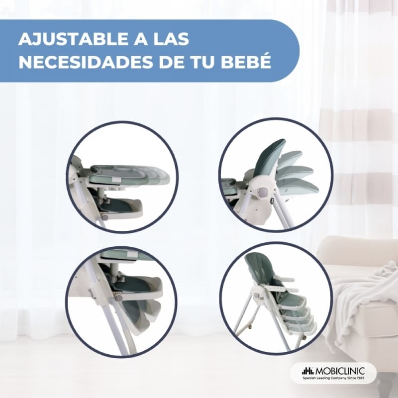 Trona bebé evolutiva con ruedas Mobiclinic Simba Verde