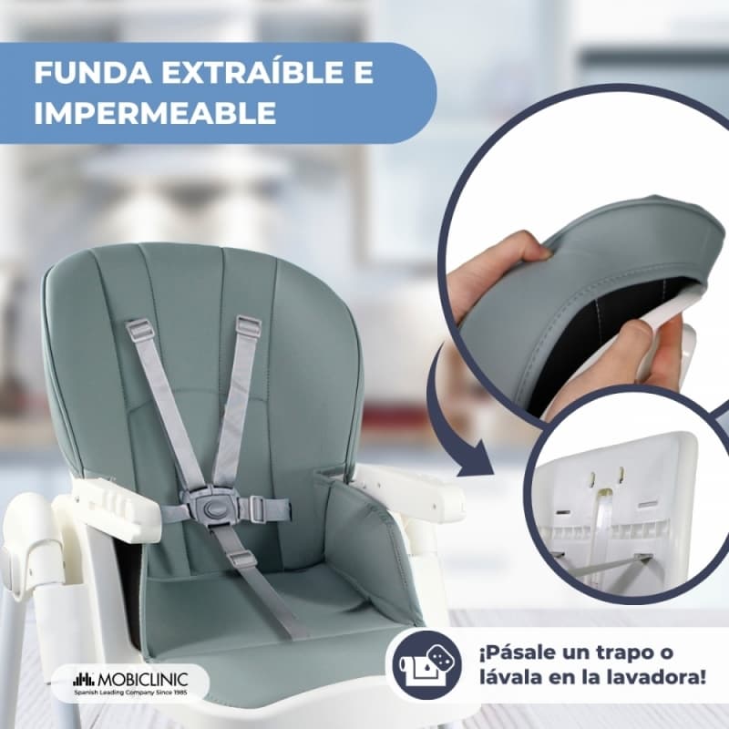 Trona bebé evolutiva con ruedas Mobiclinic Simba Verde