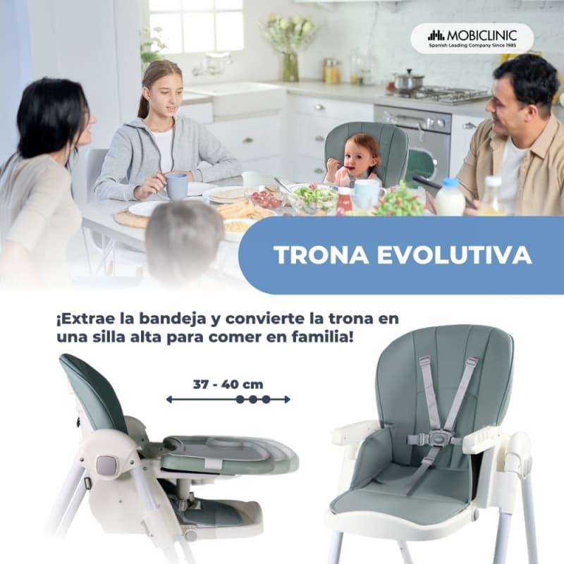 Trona bebé evolutiva con ruedas Mobiclinic Simba Verde