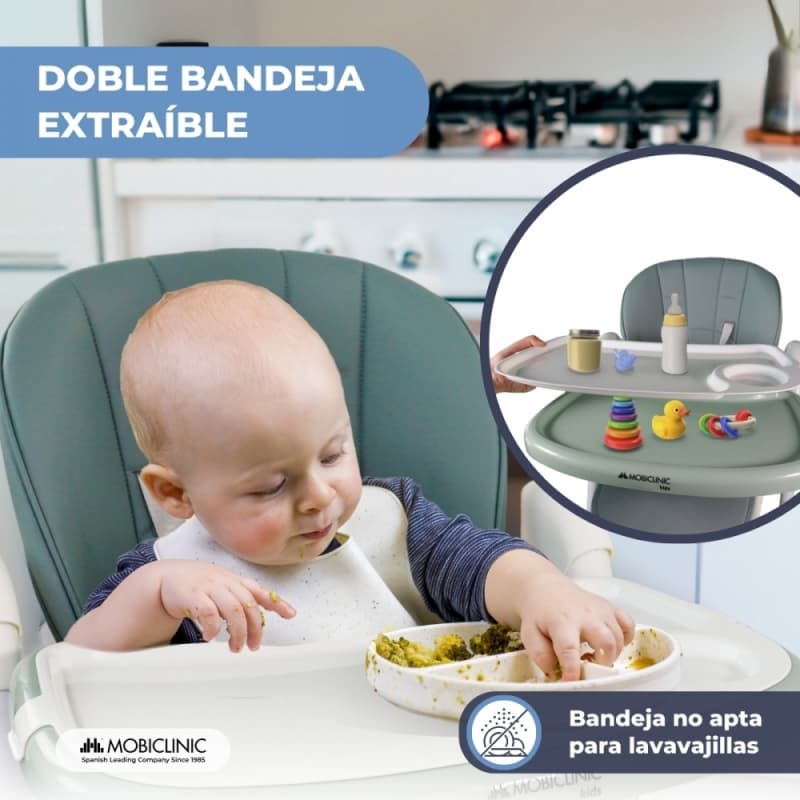 Trona bebé evolutiva con ruedas Mobiclinic Simba Verde