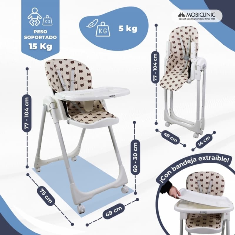 Trona bebé evolutiva con ruedas Mobiclinic Simba Oso