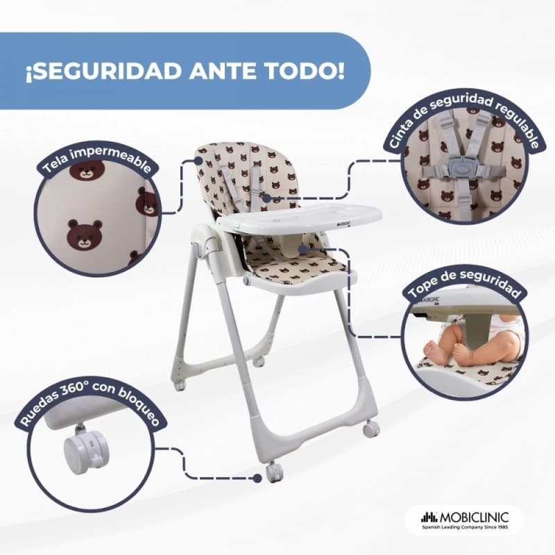 Trona bebé evolutiva con ruedas Mobiclinic Simba Oso