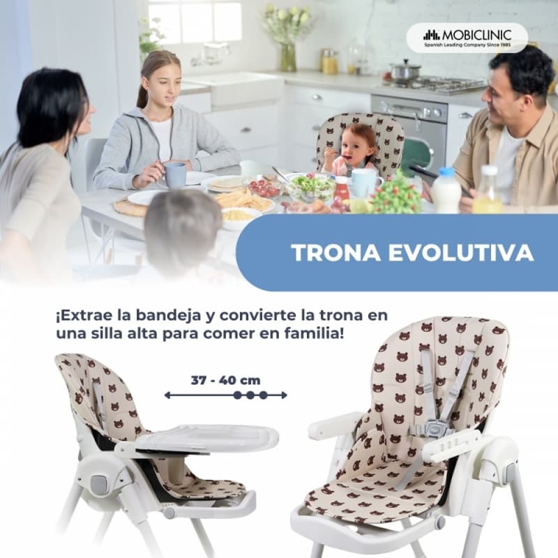 Trona bebé evolutiva con ruedas Mobiclinic Simba Oso