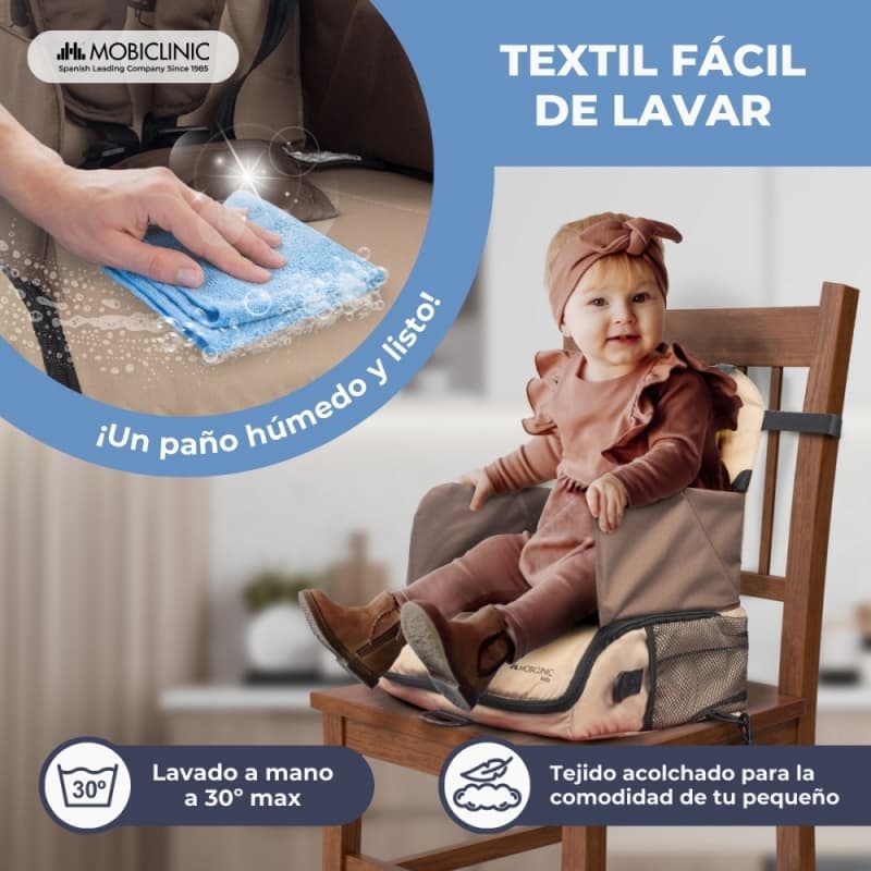 Trona de viaje bebé Beige Monkey Mobiclinic Plegable, con almacenaje y arnés de 5 puntos Hasta 15 kg (Copia)