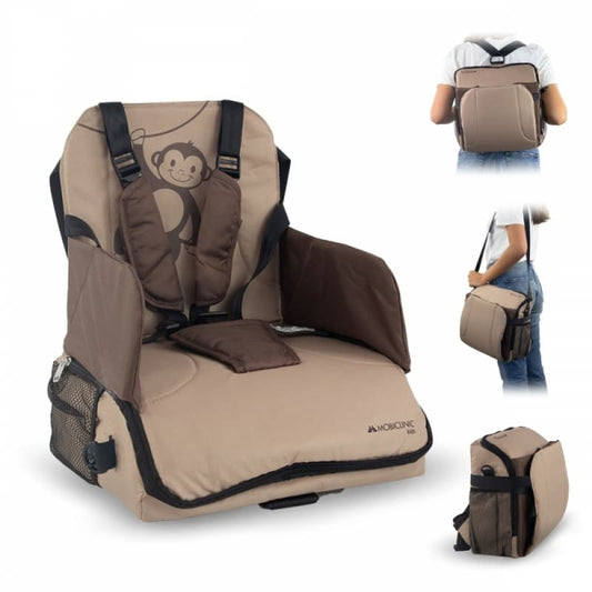 Trona de viaje bebé Beige Monkey Mobiclinic Plegable, con almacenaje y arnés de 5 puntos Hasta 15 kg (Copia)