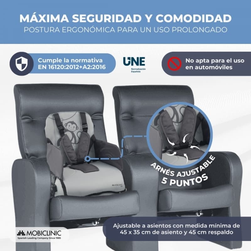 Trona de viaje bebé Monkey Mobiclinic Plegable, con almacenaje y arnés de 5 puntos Hasta 15 kg
