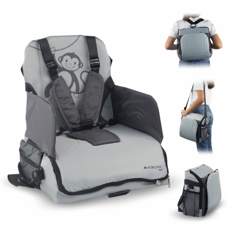 Trona de viaje bebé Monkey Mobiclinic Plegable, con almacenaje y arnés de 5 puntos Hasta 15 kg