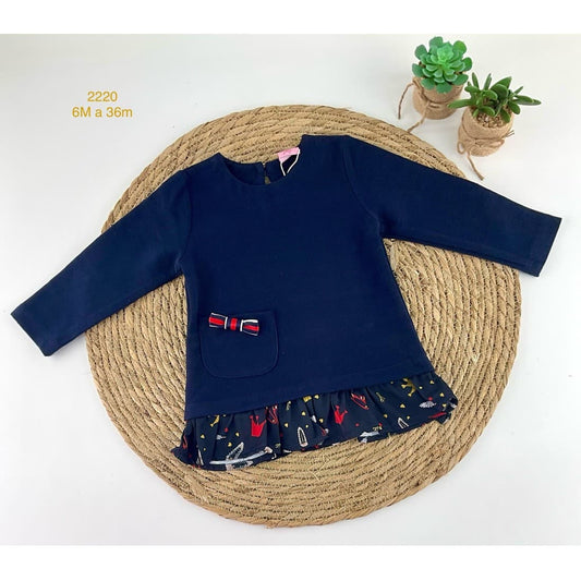 Vestido bebé niña con volante y lazo 522102220